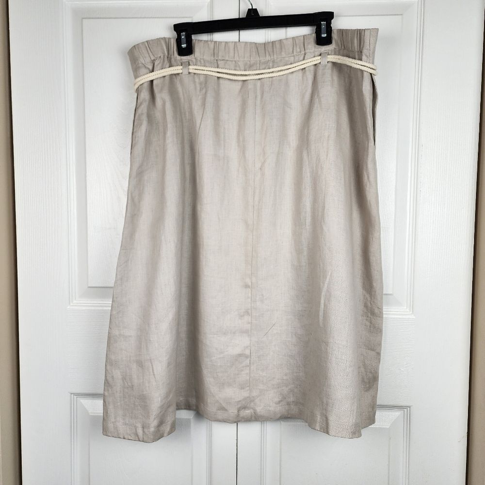 NWT Ulla Popken Linen Midi Skirt Size 18 Beige Natural - Picture 4 of 13